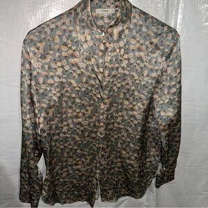 Vince Men's Abstract Pattern Shirt - Gray and Brown